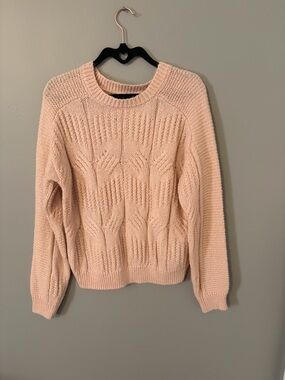 Classic Cable Knit Women's Sweater - Blush Pink